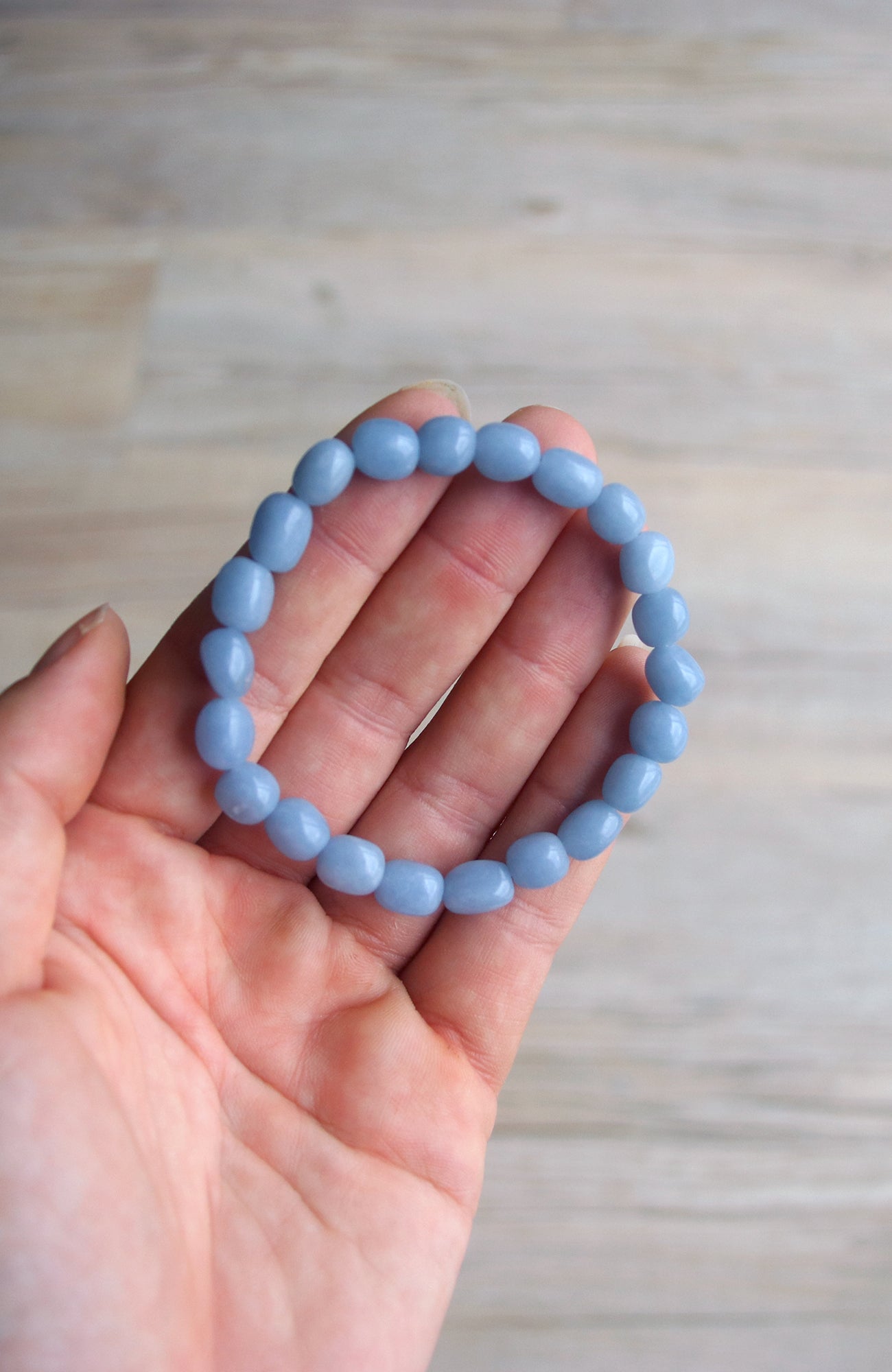 Angelite Nugget Bead Bracelet 055